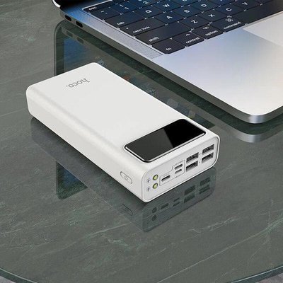 Портативна батарея power bank Hoco General LED Display J65 30000mAh |4USB/Lightning/Type-C, 2A| white  Hoco General LED  фото