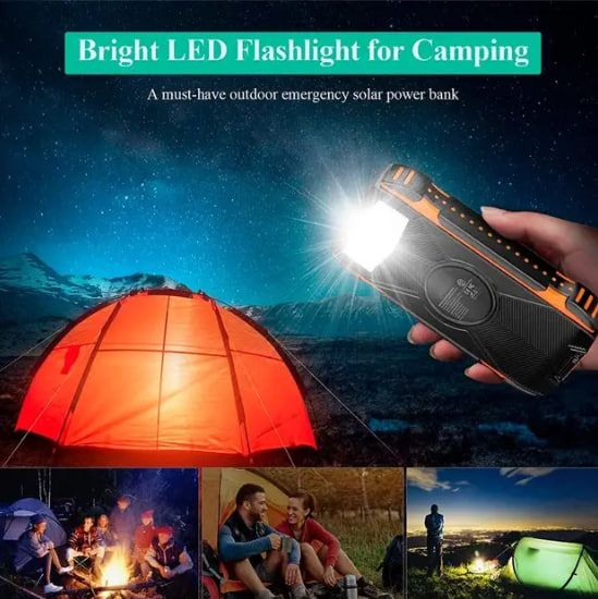 Портативний зарядний Power Bank Solar with LED light 20000mAh PN-W20S IPX4 2xUSB/Type-C 18W/3A PD/QC Qi Power Bank Solar with  фото