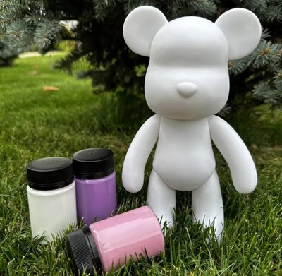 Флюїдний ведмедик DIY Creative Fluid Bear, 23см, з фарбами 3 шт. / Набір розмальовка для творчості ведмежа 8089 фото